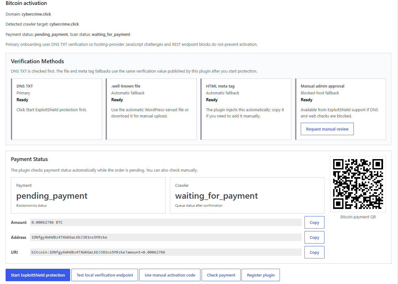 Bitcoin activation