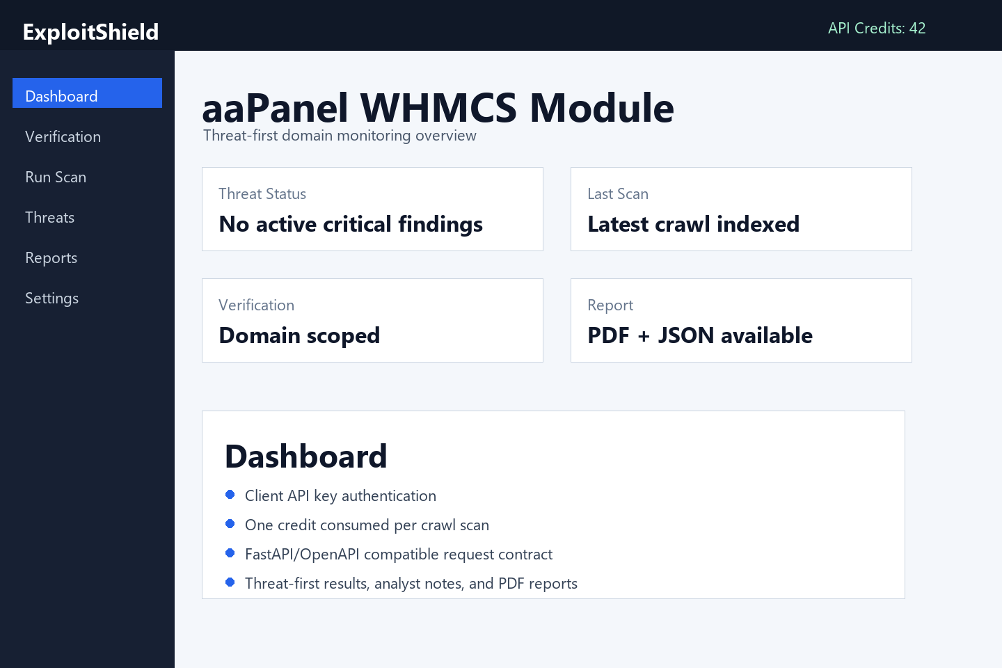 aaPanel WHMCS Module screenshot