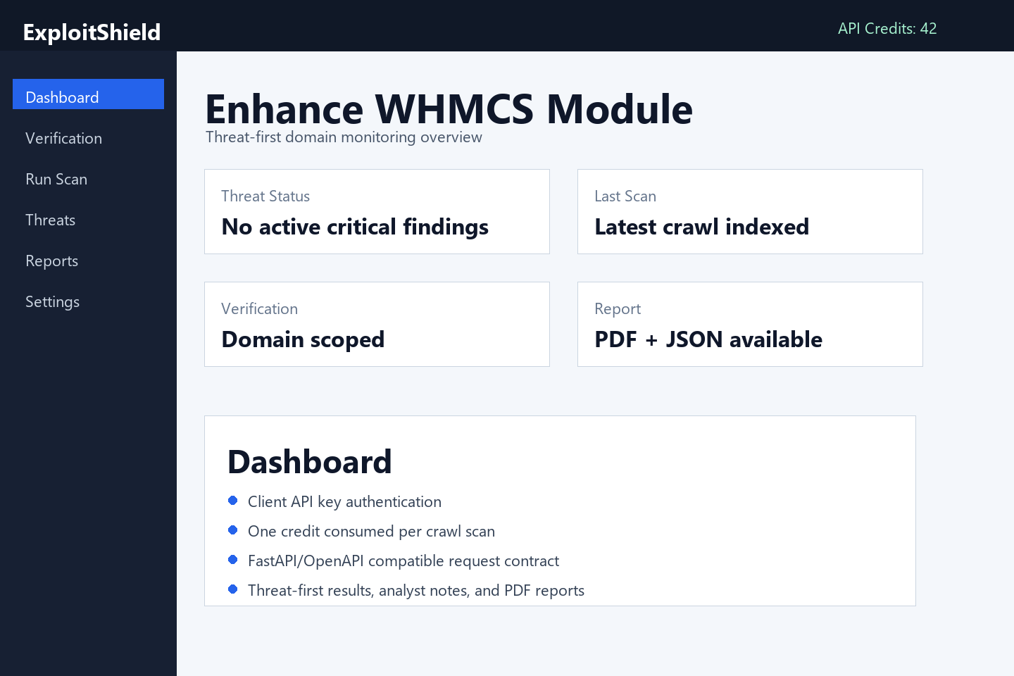 Enhance WHMCS Module screenshot