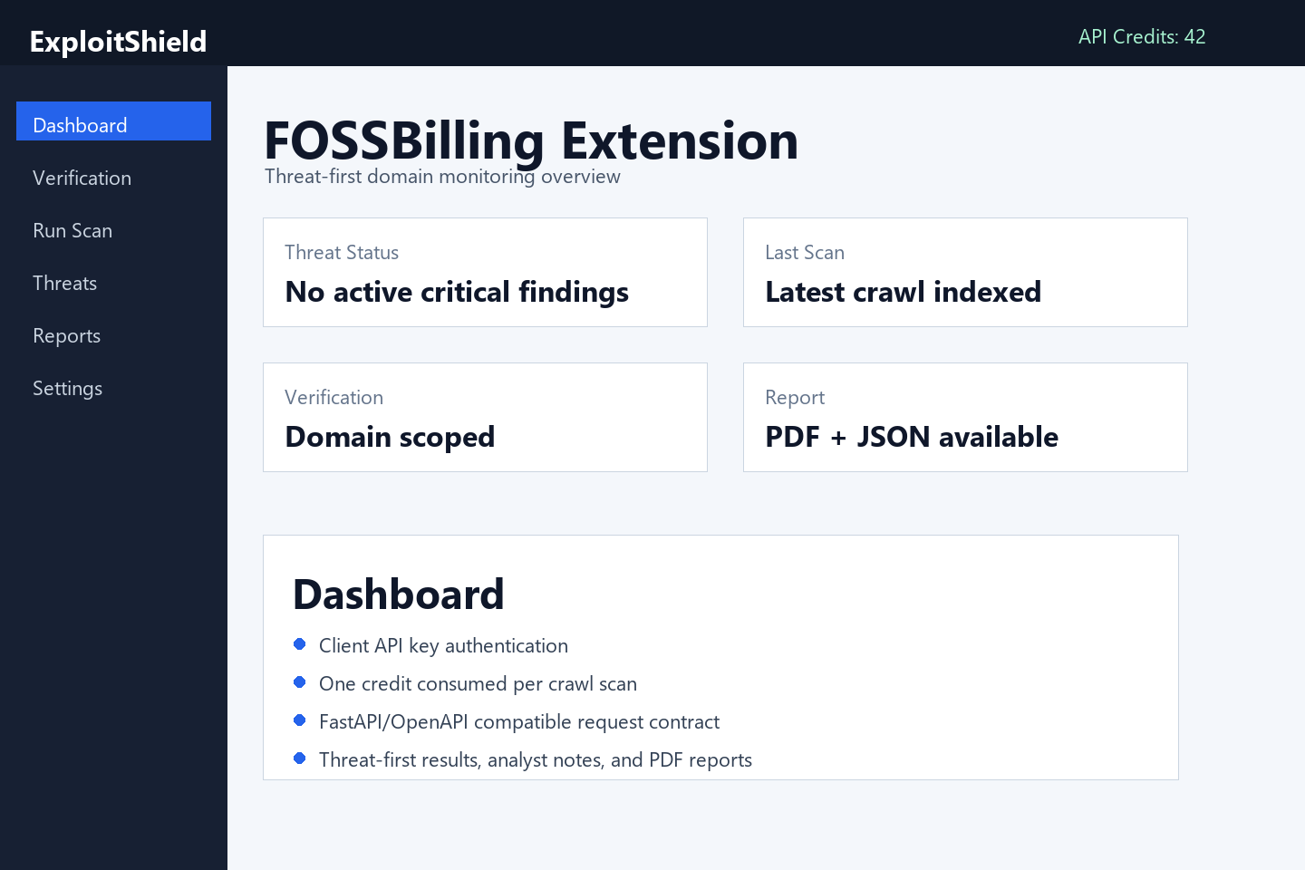 FOSSBilling Extension screenshot