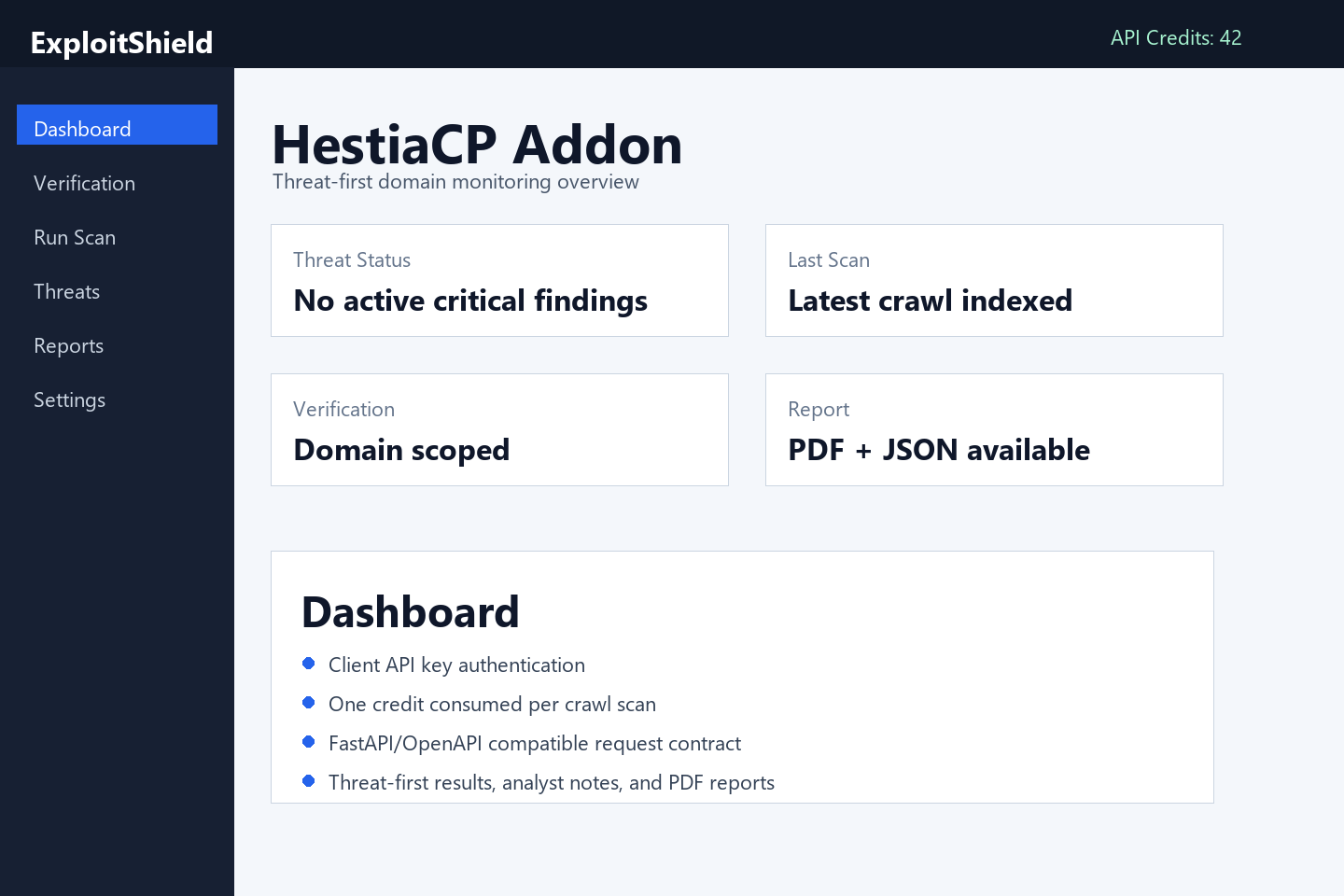 HestiaCP Addon screenshot