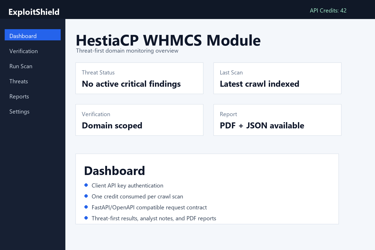 HestiaCP WHMCS Module screenshot