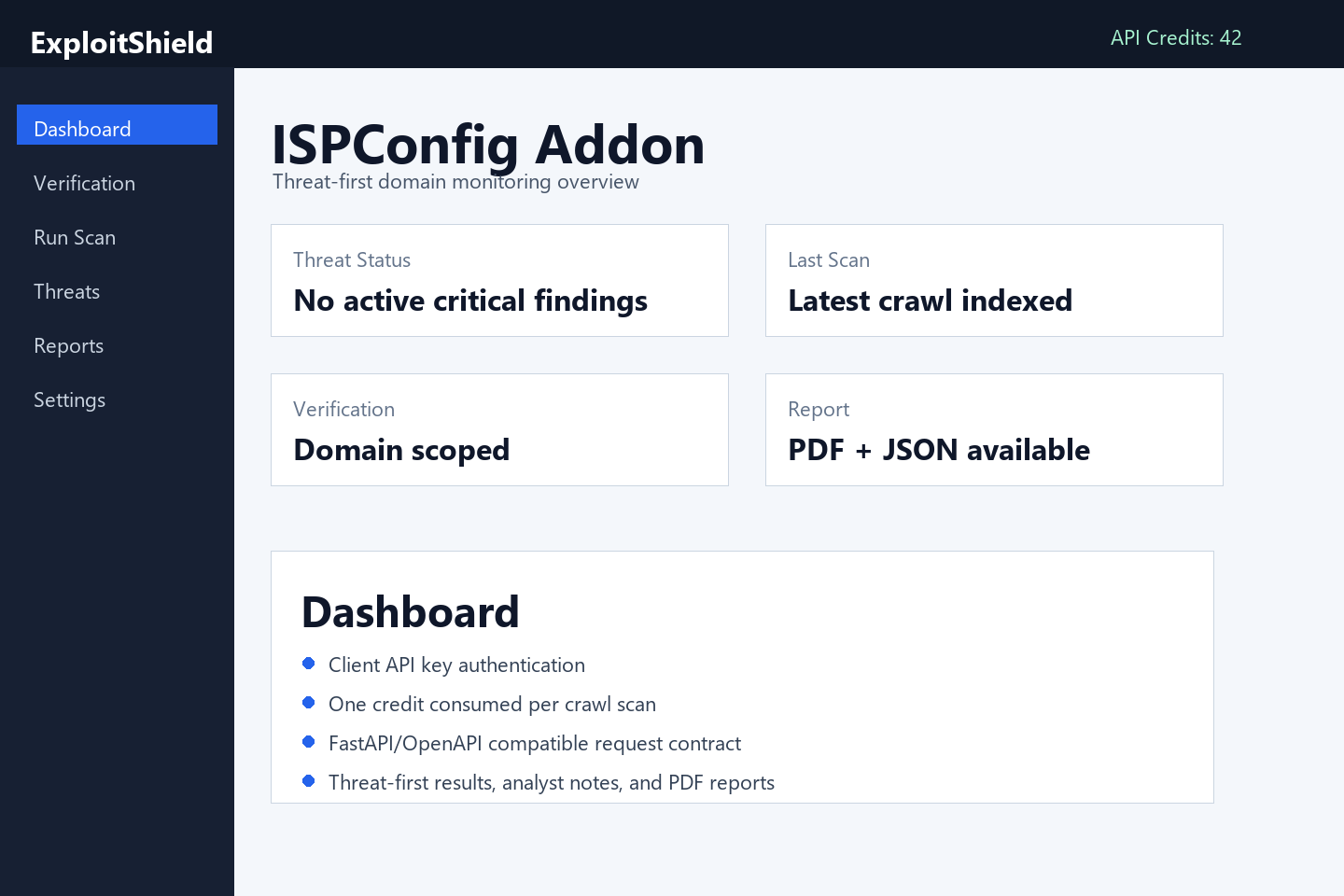 ISPConfig Addon screenshot