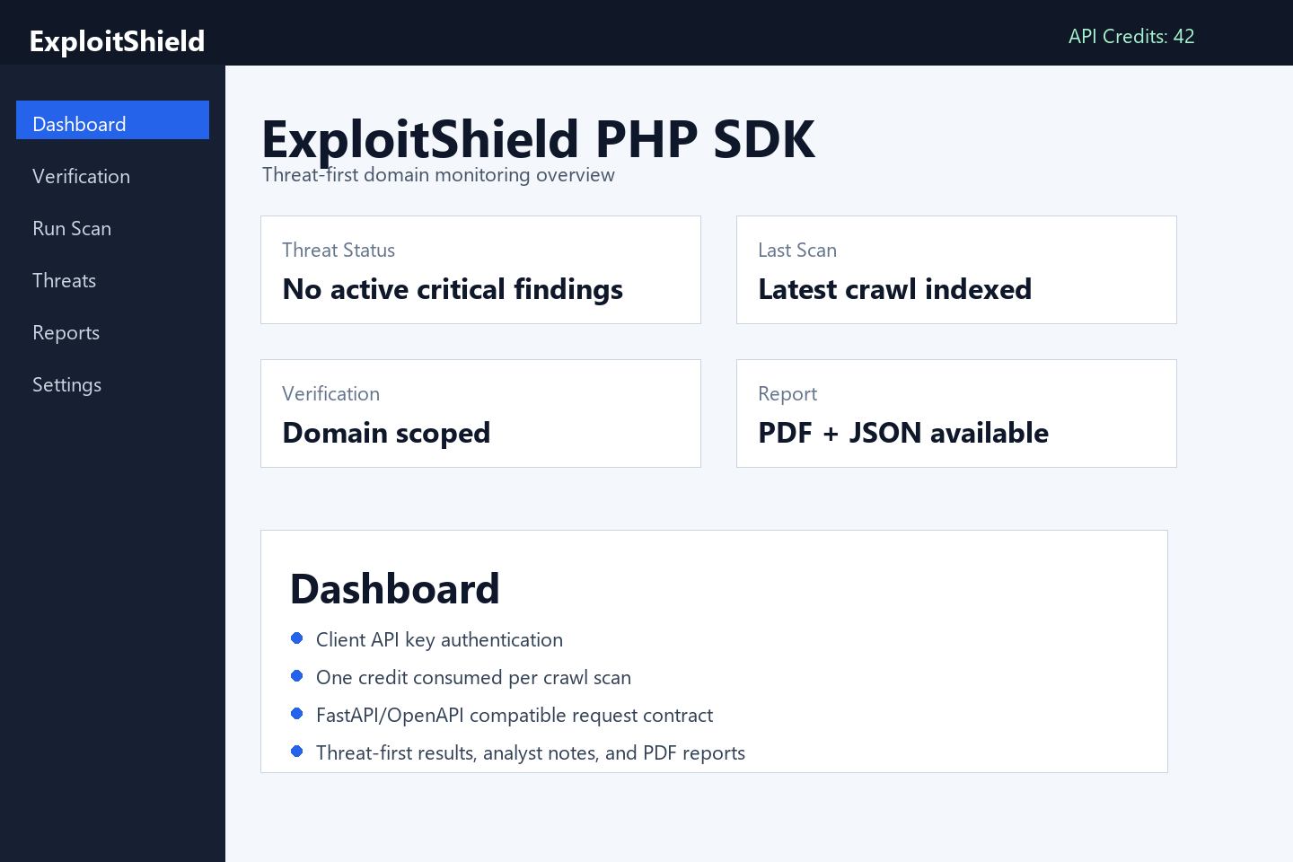 ExploitShield PHP SDK screenshot