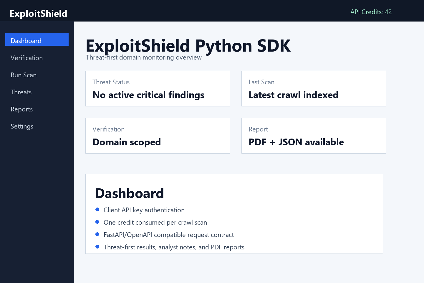 ExploitShield Python SDK screenshot
